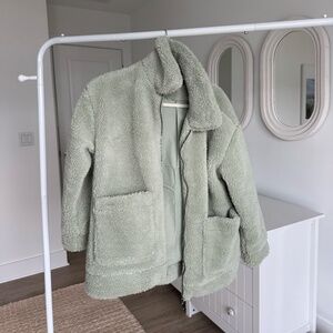 Sage Green Teddy Coat